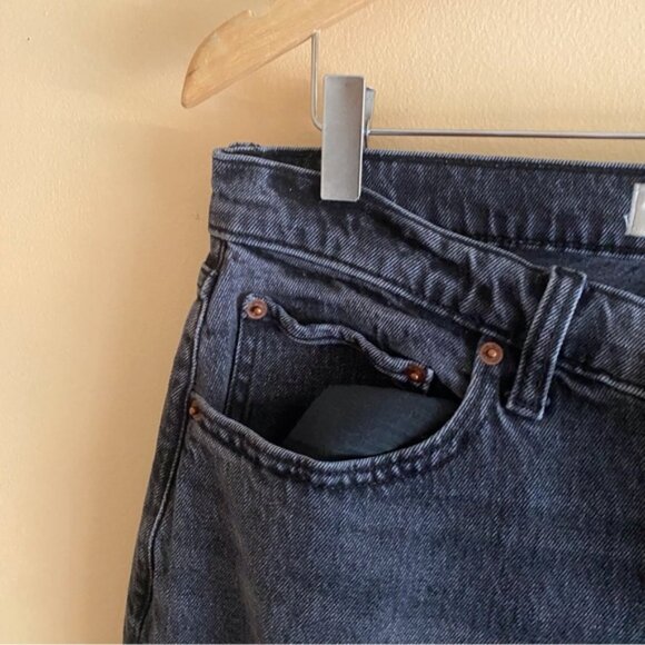 Abercrombie Fitch Curve Love 90s Relaxed Jeans Woman 31 Black Criss Cross Waist - Picture 4 of 15